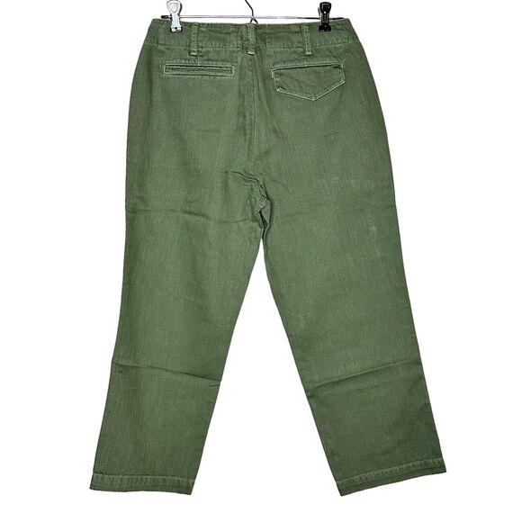 Sandrine Rose Cropped Relaxed Fit Wide Leg Buttons Pants Army Green Women S NWT - Picture 3 of 8